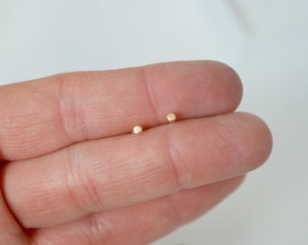 Very Tiny Gold Color Stud Earrings, Super Tiny Earrings, Very Small Earrings, First and Second Piercing, Stud Earrings, Minimal, Brass