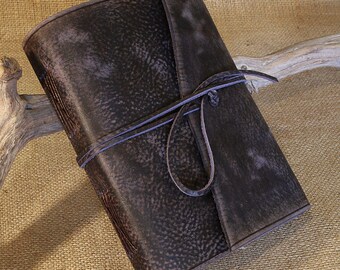 A5, Medium, Distressed Leather Journal, Leather Wraparound Journal, Travel Journal, Blue Leather, Wrap Notebook, Blank Book, Rustic Journal.