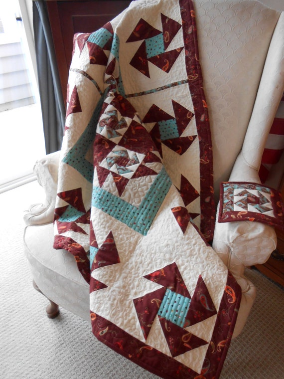 Handmade Flannel Quilt Free Mug Rug Patchwork Lap quilt