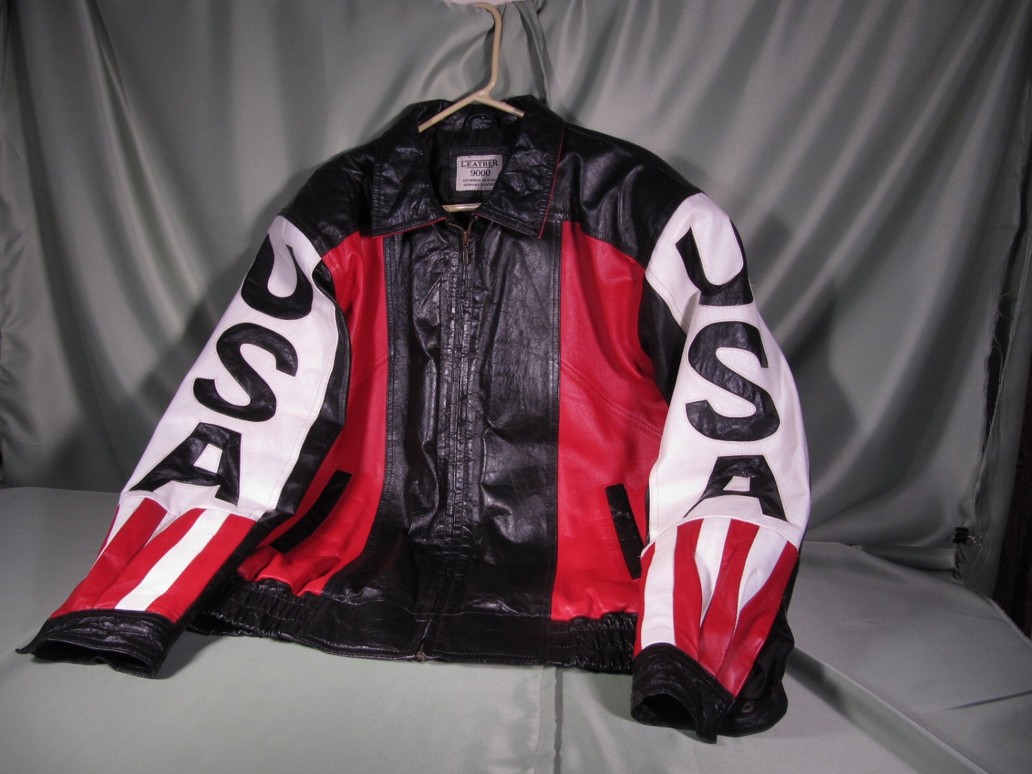 USA LEATHER Vintage Jacket American Flag and USA on sleeves