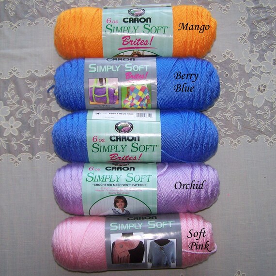 Caron Simply Soft Yarn & Caron Simply Soft Brites Your Choice of Colors ...