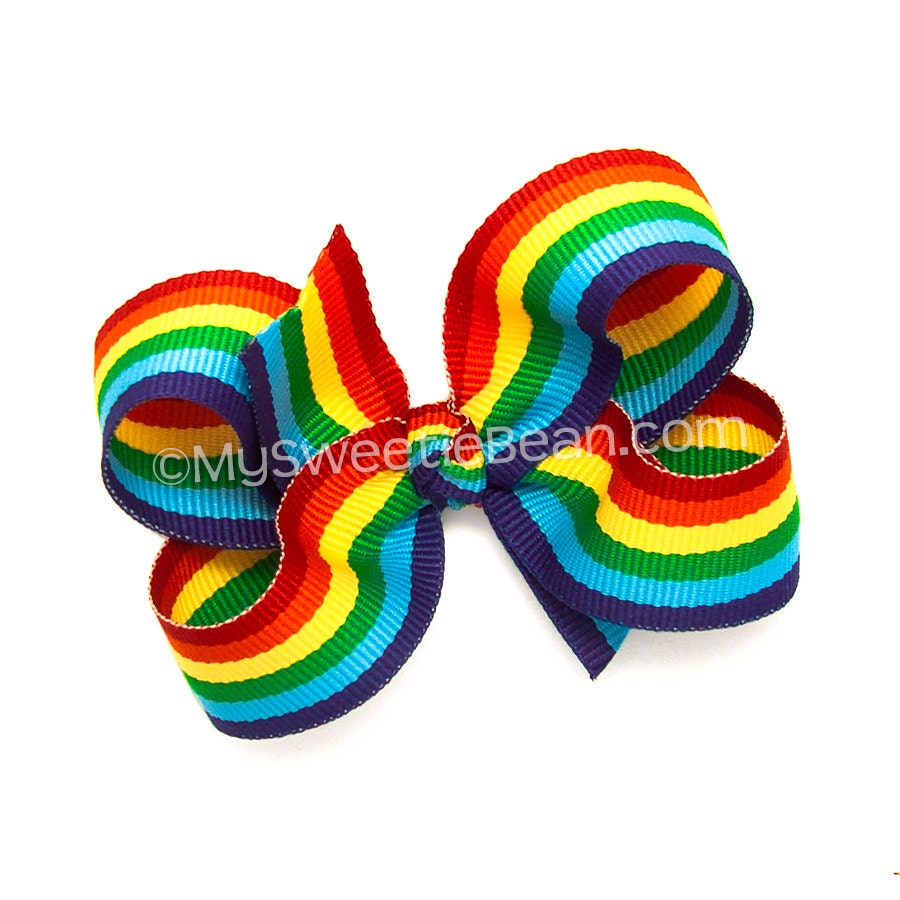 Rainbow Hair Bow Rainbow Boutique Bow 3 inch Hair Bow for