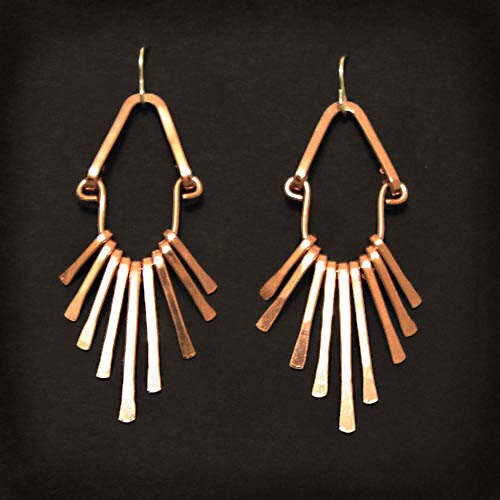 Copper Fringe Earrings . Handmade . Tribal Flare . copper