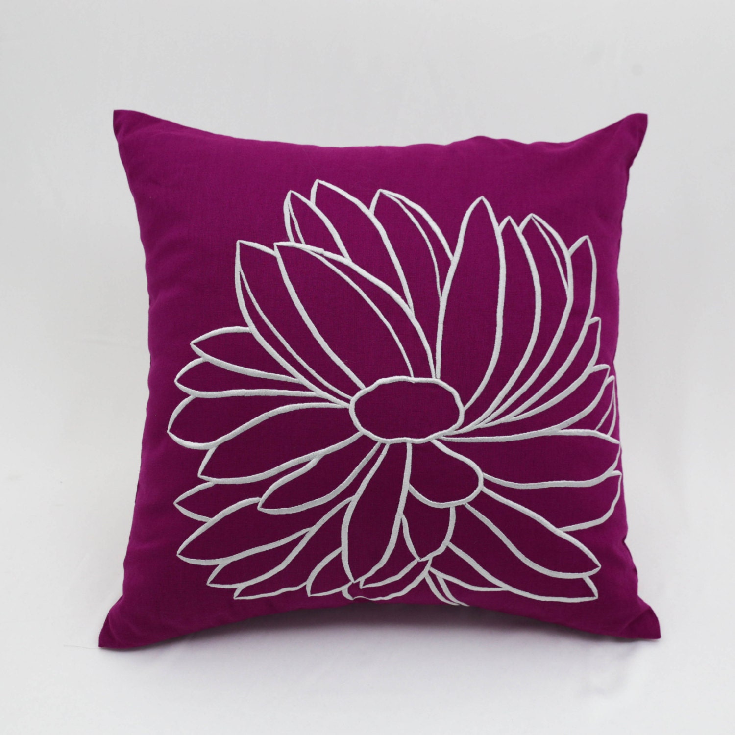 Purple Throw Pillow Cover Dark Purple Linen Silver Gray