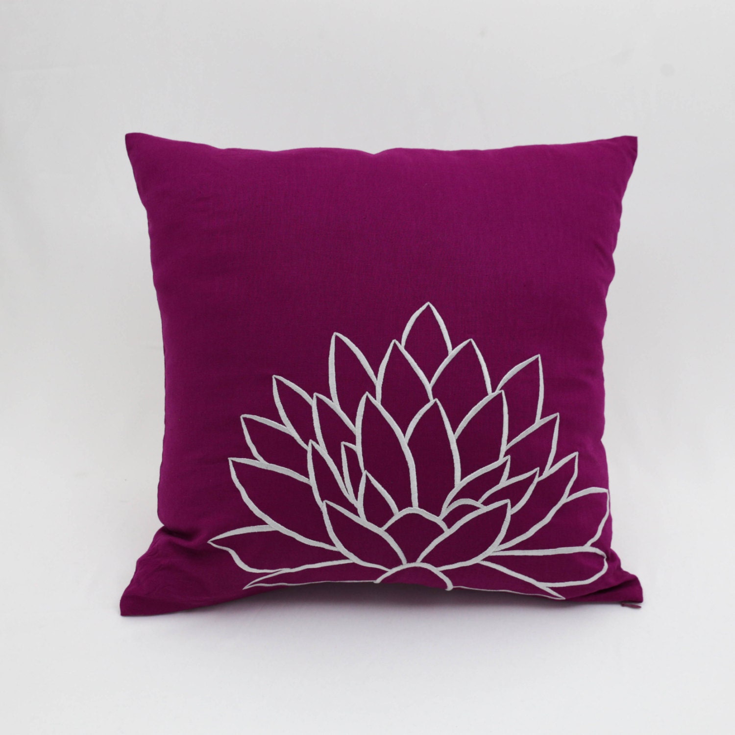 Purple Flower Decorative Pillow Cover Dark Purple Linen
