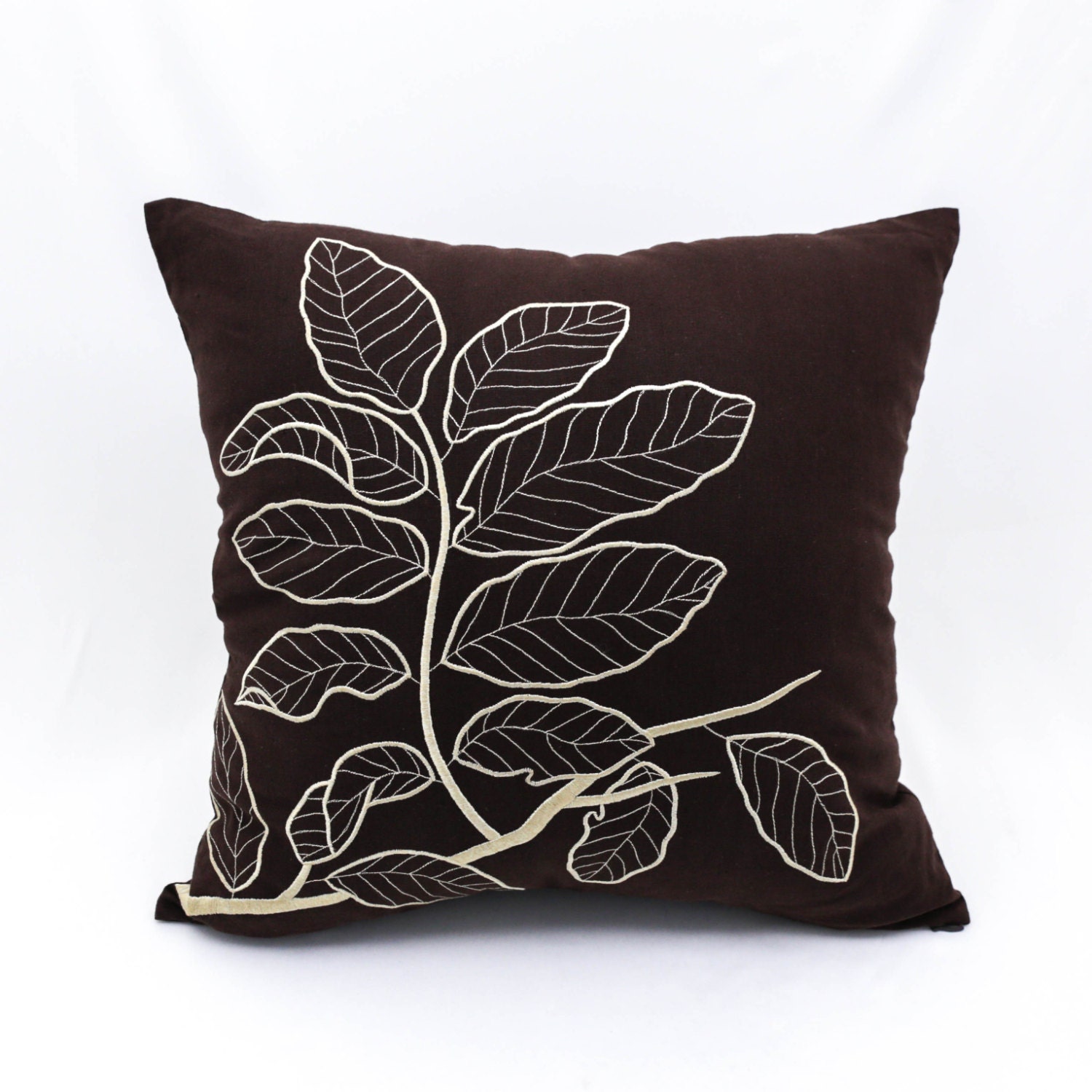 Brown Pillow Cover Leaves Throw Pillow Cover Dark Brown
