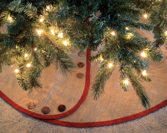 Extra Large Christmas Tree Skirt -- All Tailored, Buttoned-Up - Pick Your Banding and Buttons