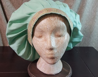 Medieval Caul in Light Mint Green, Muffin Hat Cap, Renaissance Costume, Floppy Hat, Mob Cap, SCA LARP, Peasant Garb, Head Covering