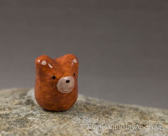 Little Brown Bear Miniature Polymer Clay by MadeWithClayAndLove