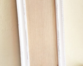 White Wood Picture Frame 6 x 14 Wall Hanging Shabby Chic Farmhouse Style