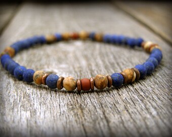 mens bracelet, Lapis Bracelet, mens jewelry, native american, Minimalist Bracelet, bracelet for men, stack bracelet, mens beaded bracelet