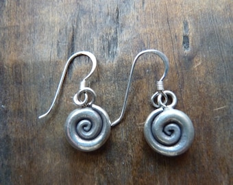 Hilltribe silver spiral earrings