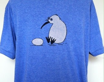 Kiwi Bird T Shirt Unisex/Men Athletic Blue Sizes X Small through XXLarge