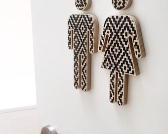 Decor bathroom sign, male/female sign - monochrome