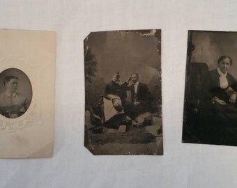 Three antique tin type photographs. 1860s-1890s.