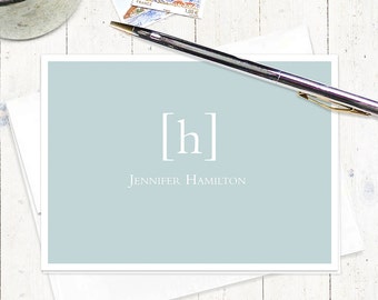 personalized note cards stationery set - SIMPLY CLASSIC MONOGRAM - set of 8 folded note cards - stationary - monogrammed