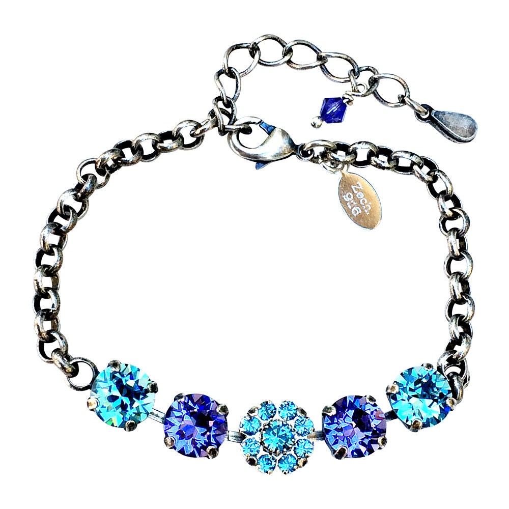 Swarovski Elements Crystal Bracelet Tanzanite and Aqamarine