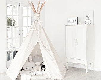 Large Play Teepee - Plain canvas tent and flags only | teepee tent | Canvas Teepee | Play Tent | Play House | Kids Teepee | ECRU, not white