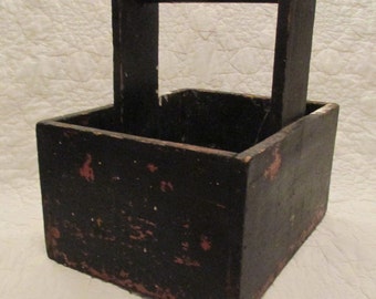 Antique Wood Box Tool Cradle Industrial Storage Great Look SALE