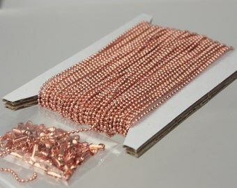 10 feet Copper Ball Chain of FACET micro ball chain bulk chain - 1.2mm ball w/ FREE 10 connectors (Insert type)