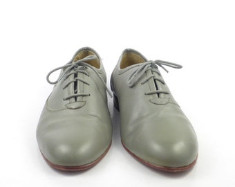 Gray Leather Shoes Vintage 1980s Oxfords Giorgio Brutini men's size 10