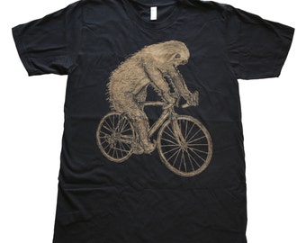 Sloth on a Bike - Mens T Shirt, Unisex Tee, Cotton Tee, Handmade graphic tee, Bicycle shirt, Bike Tee, sizes xs-xxl