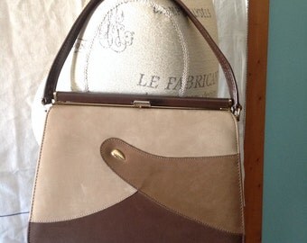 Vintage faux leather top handled purse