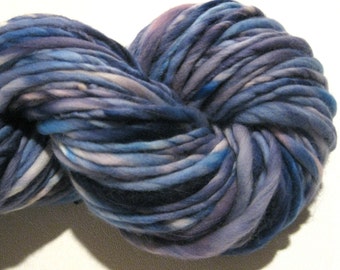 Super Bulky Handspun Yarn As You Like It 90 yards, hand dyed wool, blue yarn, waldorf doll hair, knitting supplies crochet supplies