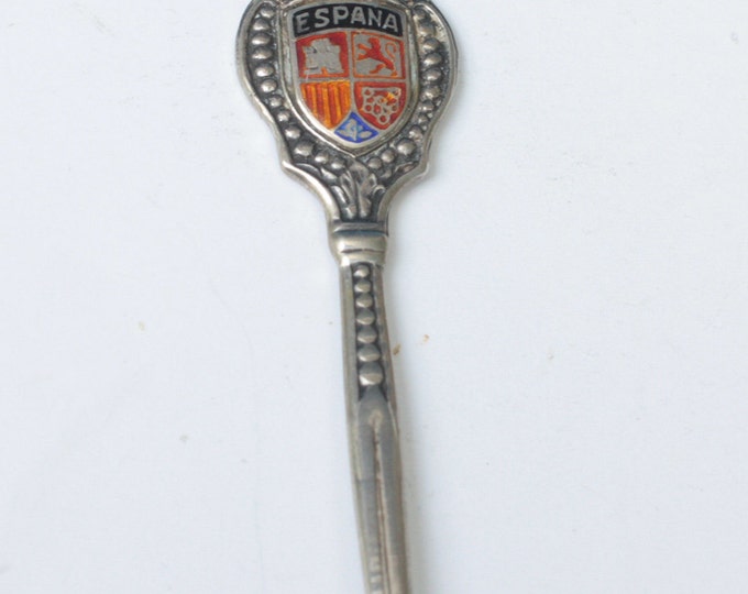 Spain Enameled Souvenir Spoon Collectors Silver Spoon Espana Spoon