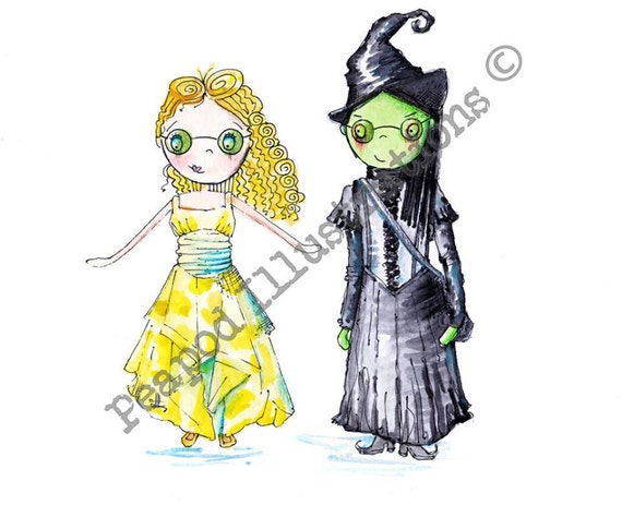 WICKED The Musical Art Prints x 3 by PeaPodIllustrations on Etsy