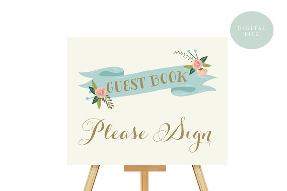 PRINTABLE Guest Book Sign Printable Vintage Wedding Sign