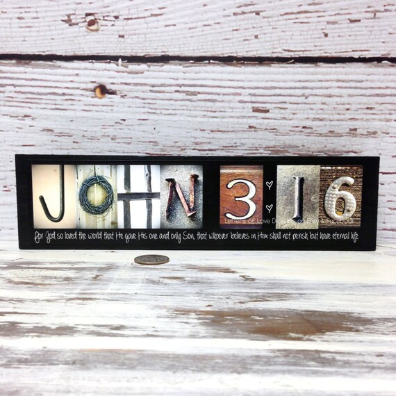 Bible Verse Wall Art Wood John 3:16 Wood by LettersOfLoveDesigns