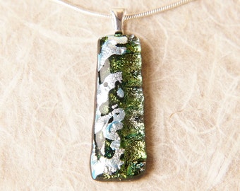 Handmade Dichroic Fused Glass Pendant Necklace