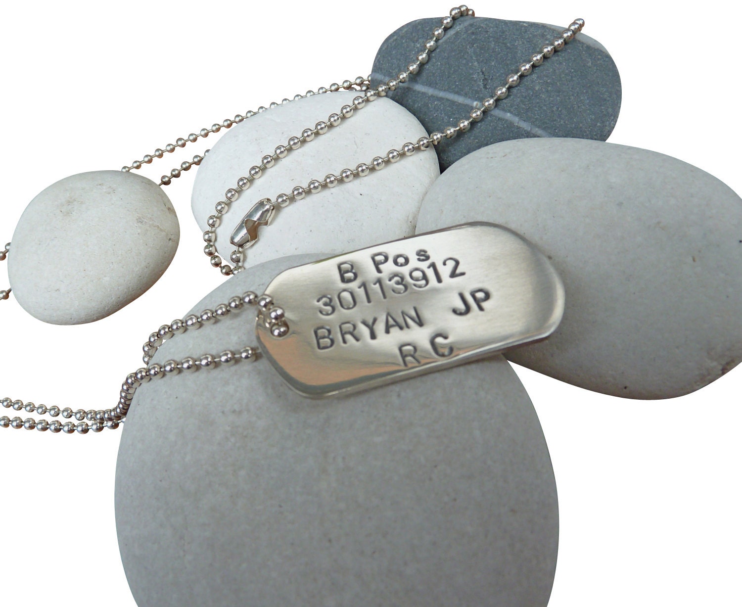 Custom Made Sterling Silver Dog Tag Necklace Mens Fathers by Kysam