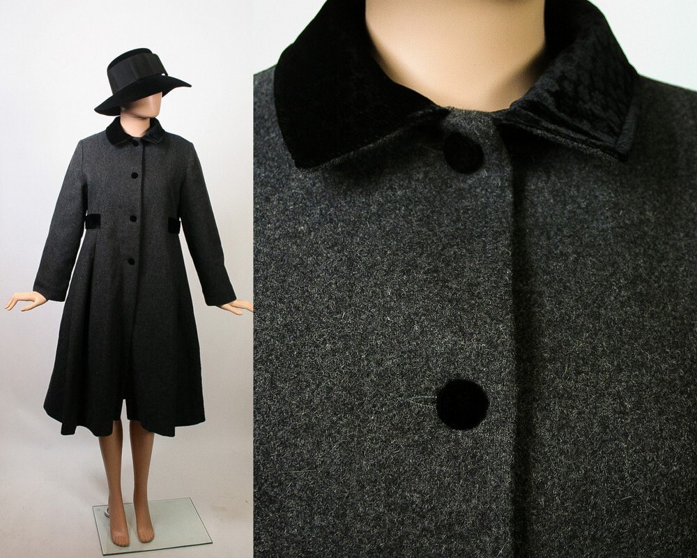 Vintage Women's Rothschild Coat / Wool Military Swing Coat