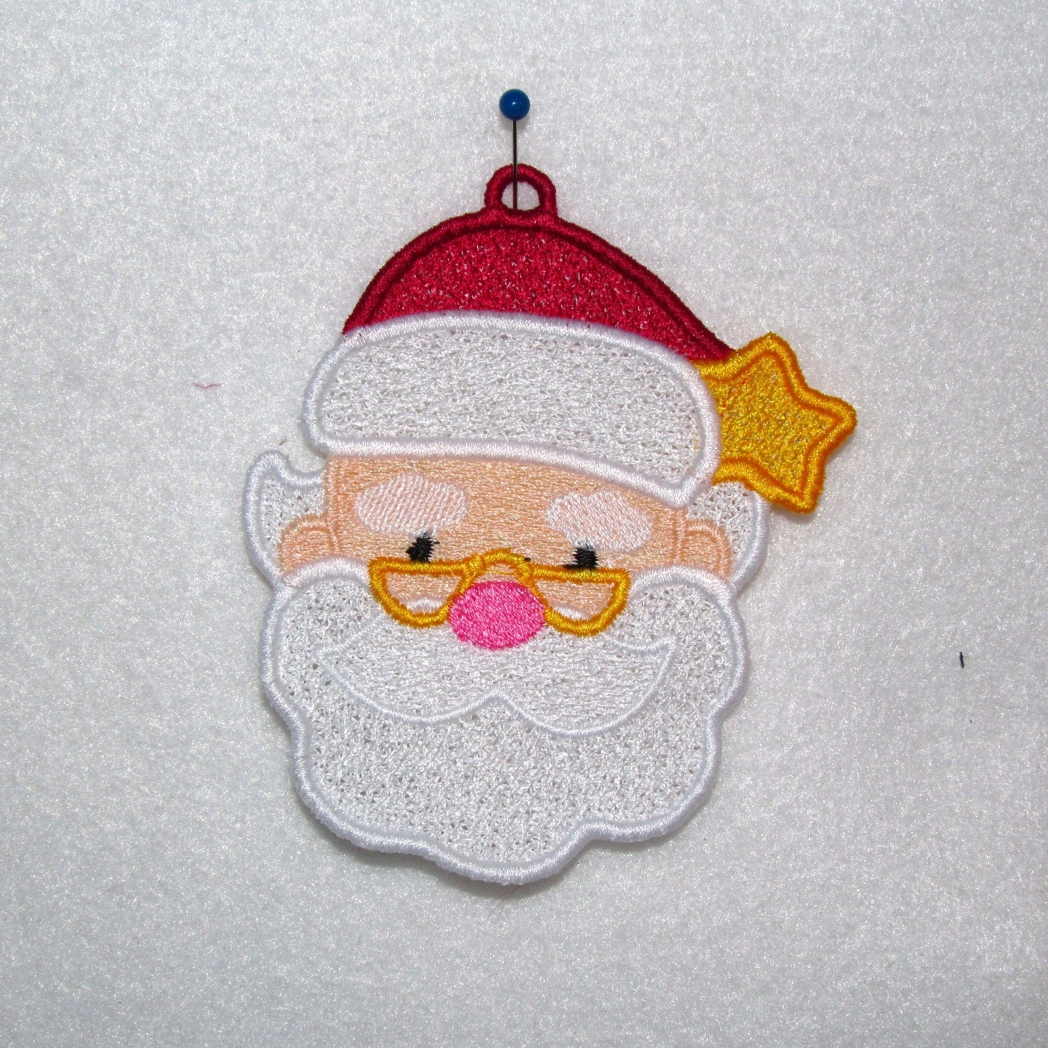 Machine Embroidery DesignFSLSanta Ornament for 4x4 Hoop.