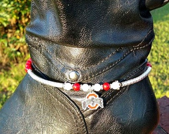 Ohio State Buckeyes Boot Bracelet - with NCAA Dangle Charm, Boot Chain