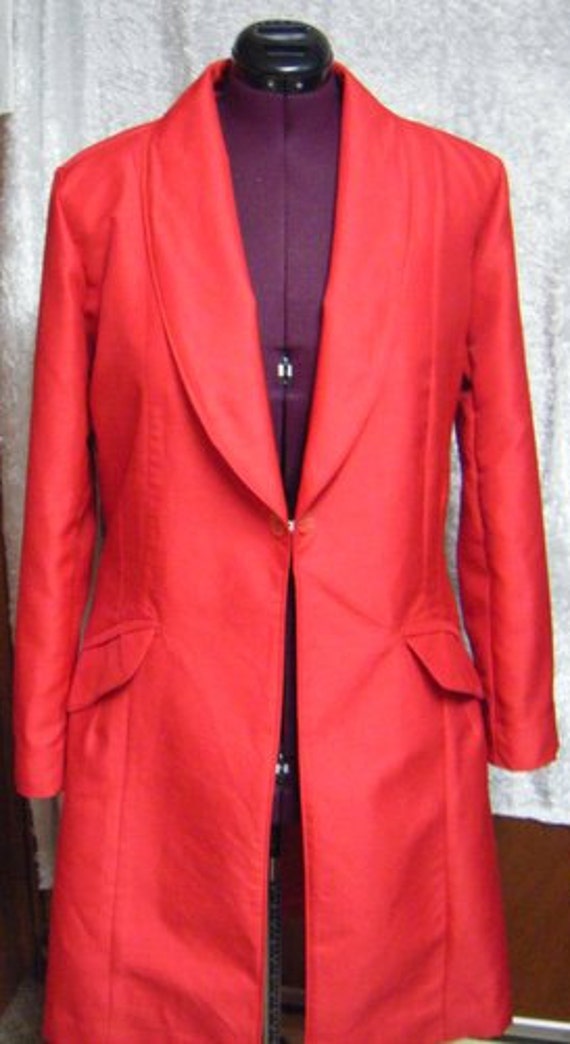 Red Shantung Saddleseat Shaw Day Style Jacket/Suit/Coat