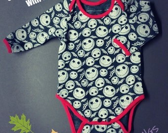 JACK SKELLINGTON BABY bodysuit, 9 sizes available, gender neutral bodysuit,