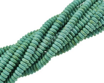 4MM Turquoise Rondelle Beads , Full Strand , 15.5 Inch Strand , Turquoise Rondelles