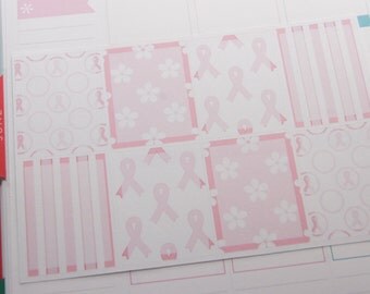 Full Box Breast Cancer Awareness Stickers Planner Stickers Horizontal or Vertical PS219 Fits Erin Condren