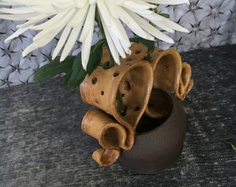 Ceramic Wild Flower Vase in Autumn Yellow and Black Mountain