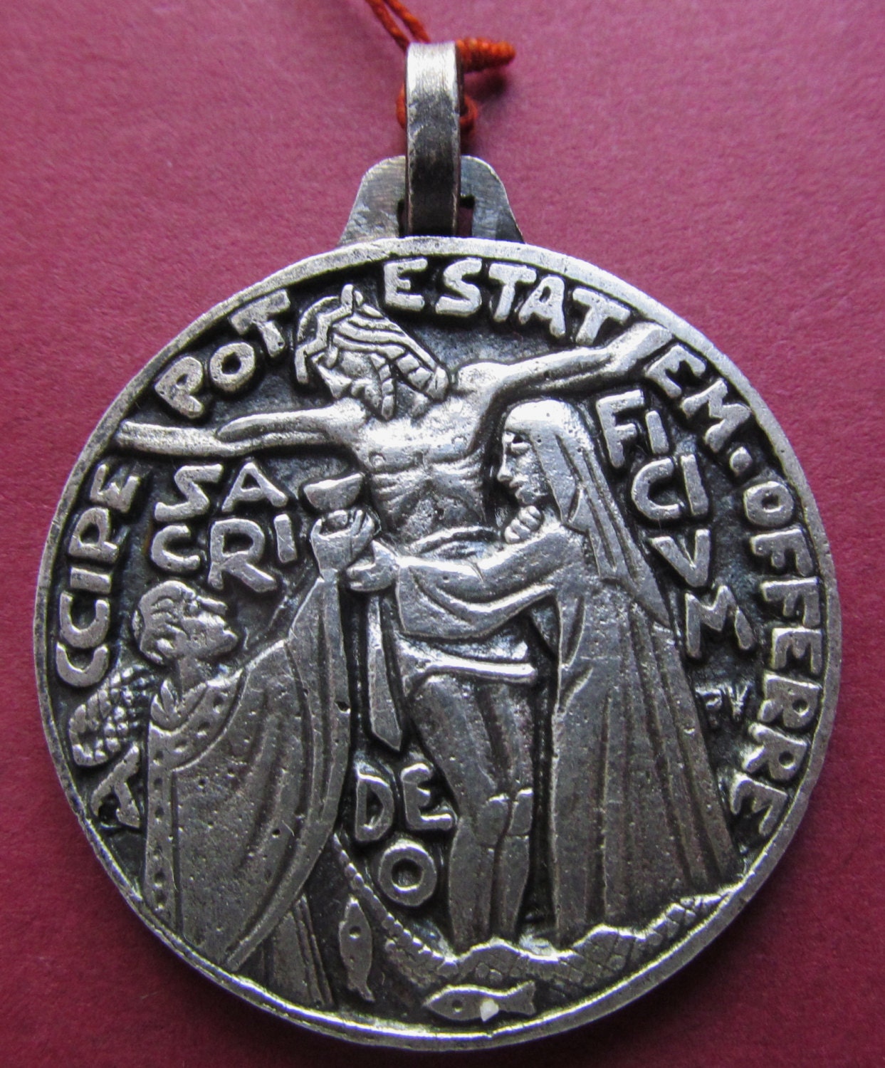 Christ On The Cross Antique Religious Medal Eucharist
