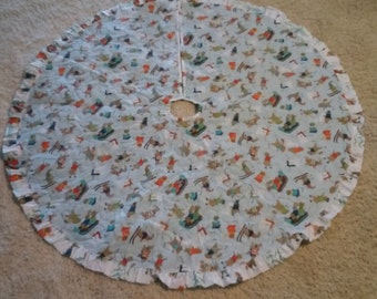 Handmade Quilted Christmas tree skirt