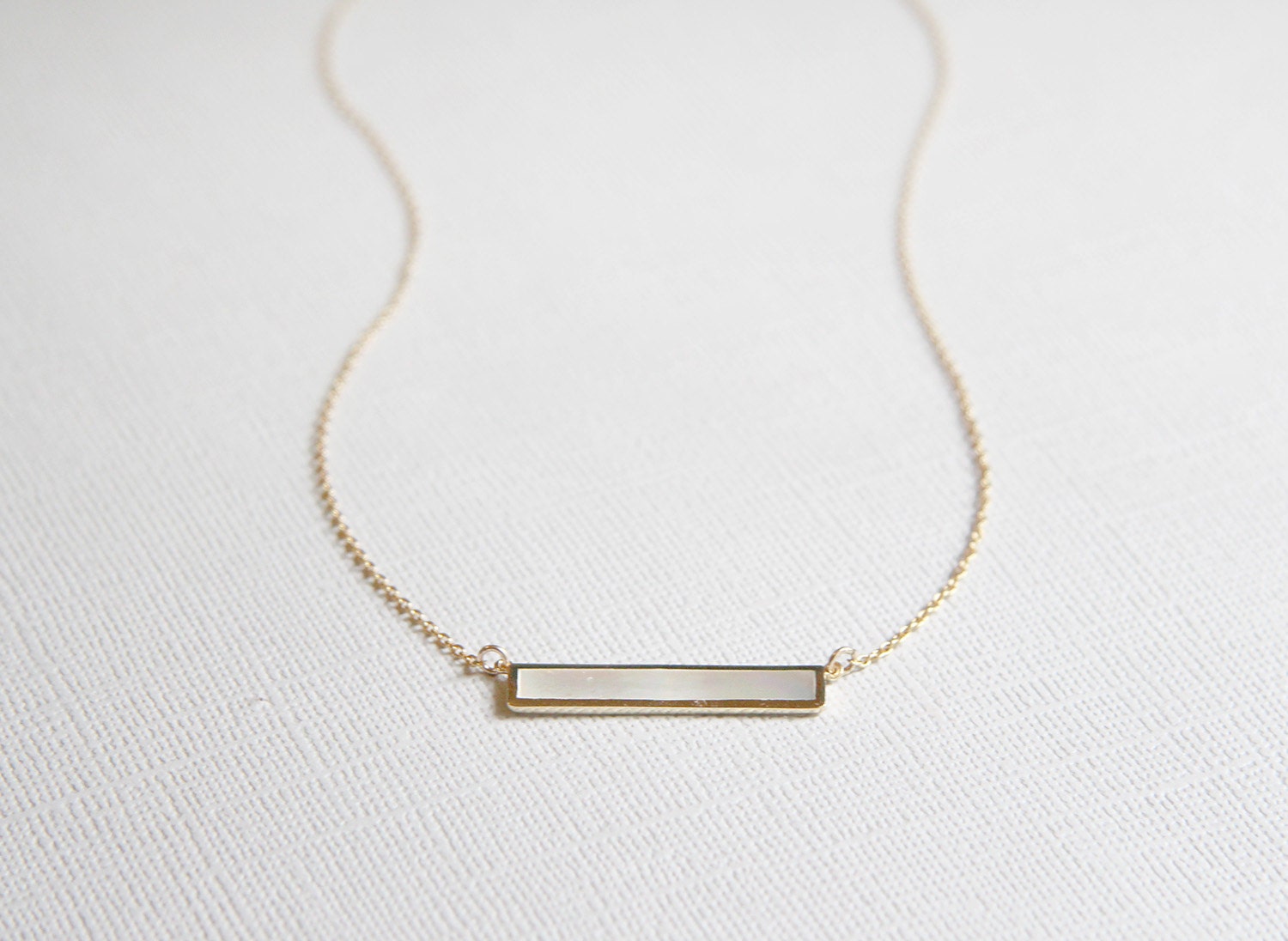 Mother of Pearl Bar Necklace Horizontal Bar Necklace