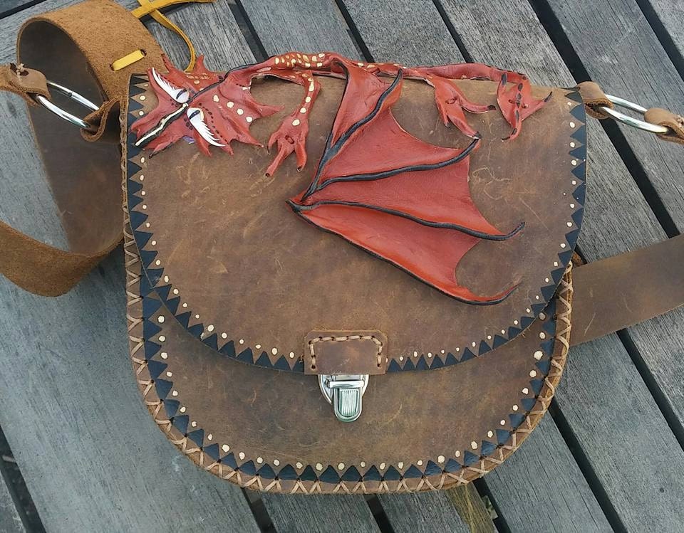 Dragon Purse Leather Red Dragon OOAK by artchik101 on Etsy