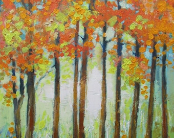 ORIGINAL Painting TREES Birch trees modern by LiubicevaGallery