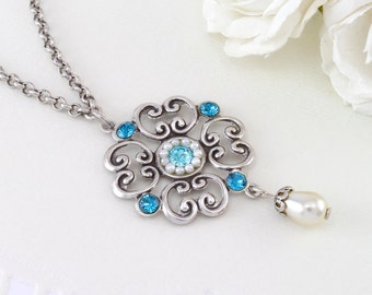 Blue wedding jewelry, Blue wedding necklace, Blue wedding, Something blue wedding, Blue bridal jewelry, Bridal Jewelry