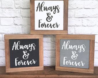 Always and Forever Hand Painted Wood Block 11.5x11.5