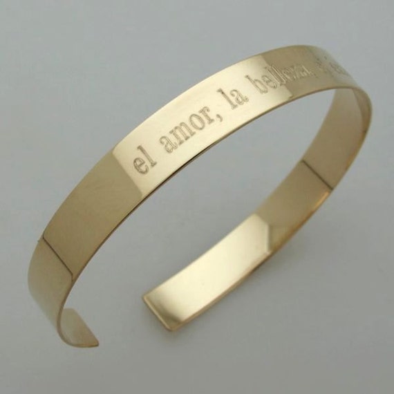 Inscription Cuff Bracelet Gold Inspirational Bracelet